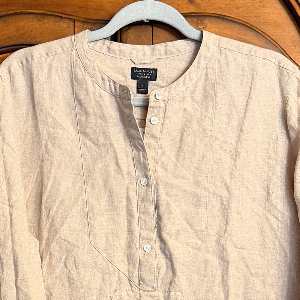 J. Crew | Baird McNutt Irish Linen Top Long Sleeve Blouse Size 14T - Picture 11 of 11